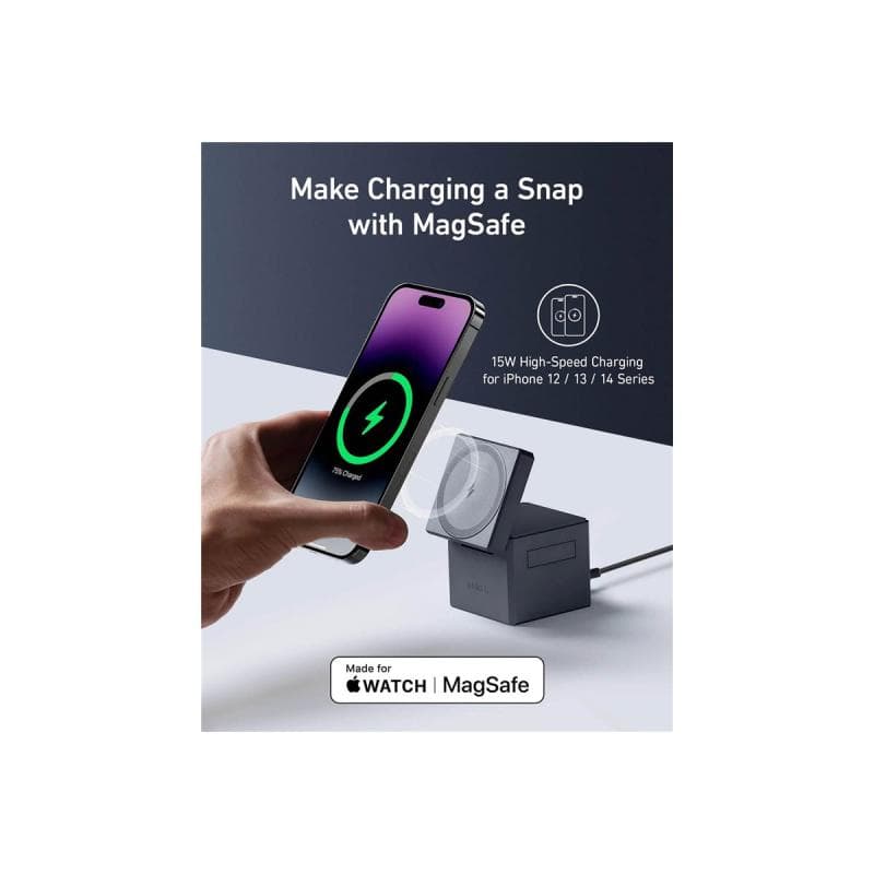 ANKER 3-in-1 Cube with MagSafe, Gray
