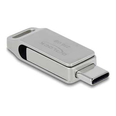 DELOCK USB-Stick 5 Gbps USB-C + Typ-A 256 GB - Metallgehäuse