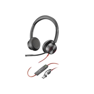 HP POLY Blackwire 8225 Stereo USB-C Headset + USB-C/A Adapter