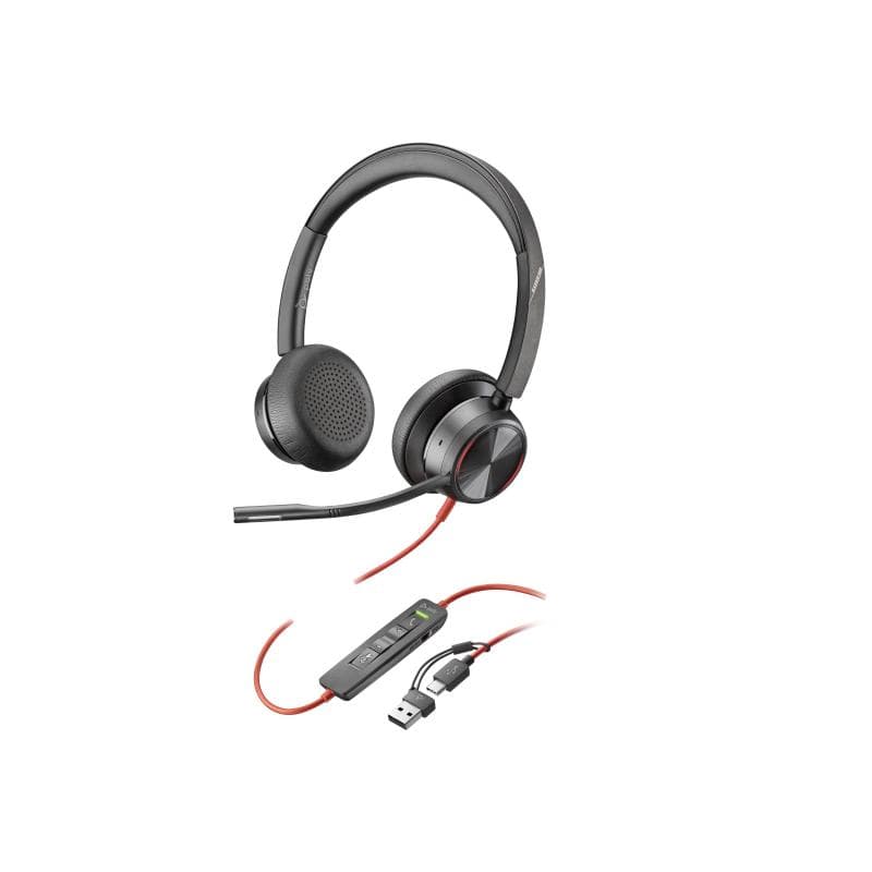 HP POLY Blackwire 8225 Stereo USB-C Headset + USB-C/A Adapter