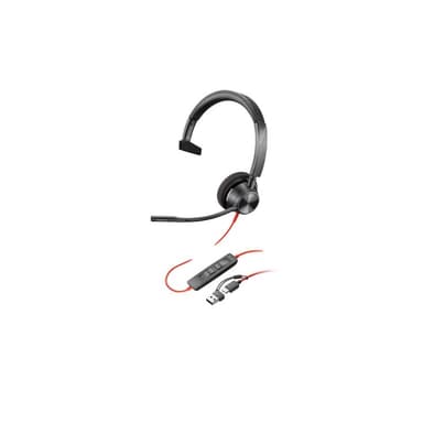 HP Poly Blackwire 3310 Monaural USB-C Headset +USB-C/A Adapter