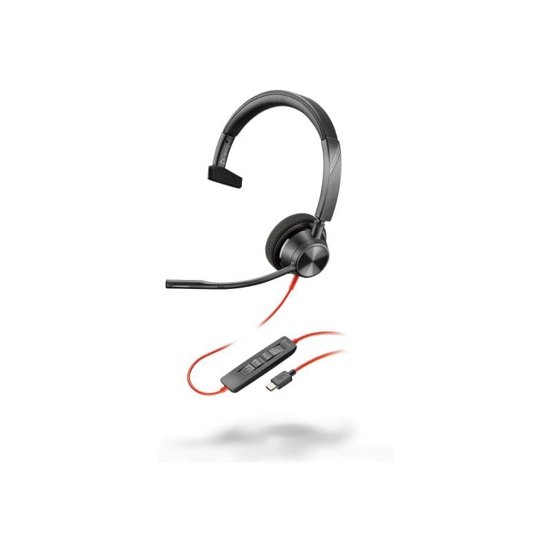 HP Poly Blackwire 3310 Monaural USB-C Headset +USB-C/A Adapter