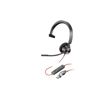 HP Poly Blackwire 3310 Monaural USB-C Headset +USB-C/A Adapter
