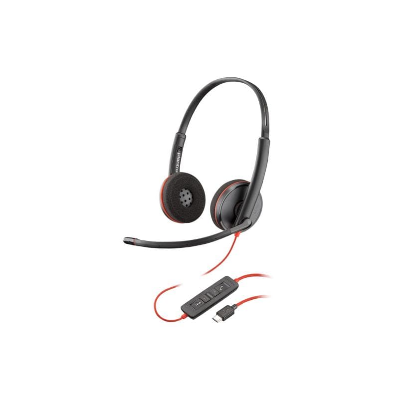 HP Poly Blackwire 3220 Stereo USB-C Headset +USB-C/A Adapter
