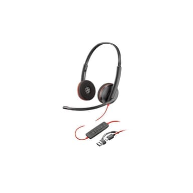 HP Poly Blackwire 3220 Stereo USB-C Headset +USB-C/A Adapter