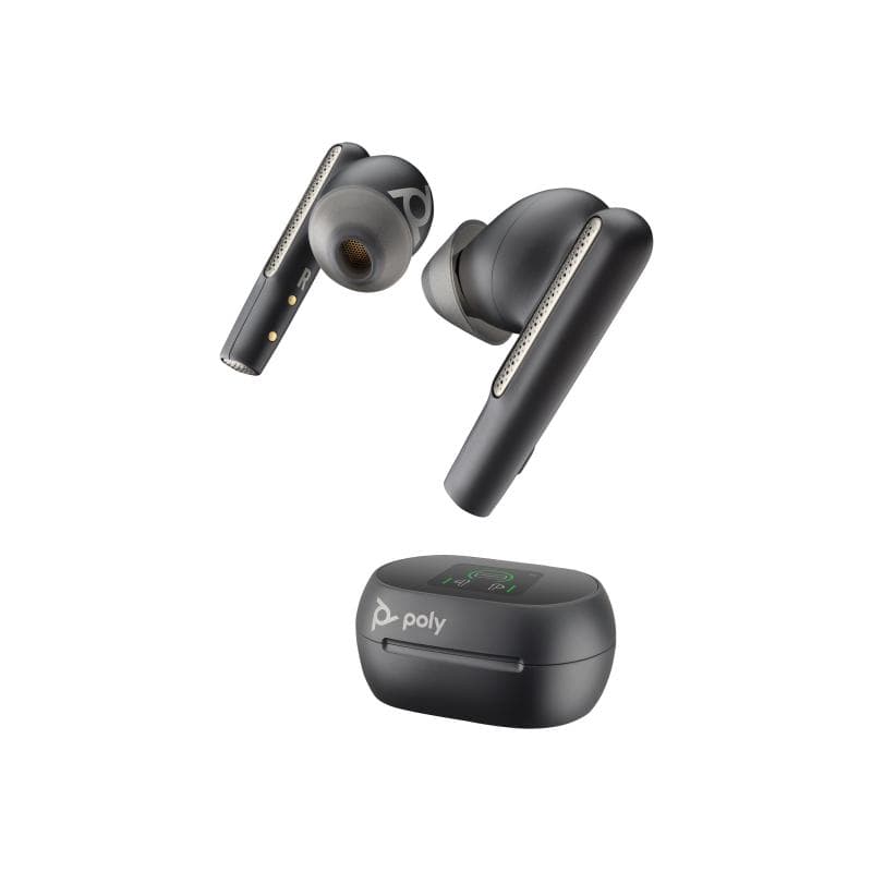 HP Poly Voyager Free 60+ UC Carbon Black Earbuds +BT700 USB-C Adapter +Touchscreen Charge Case