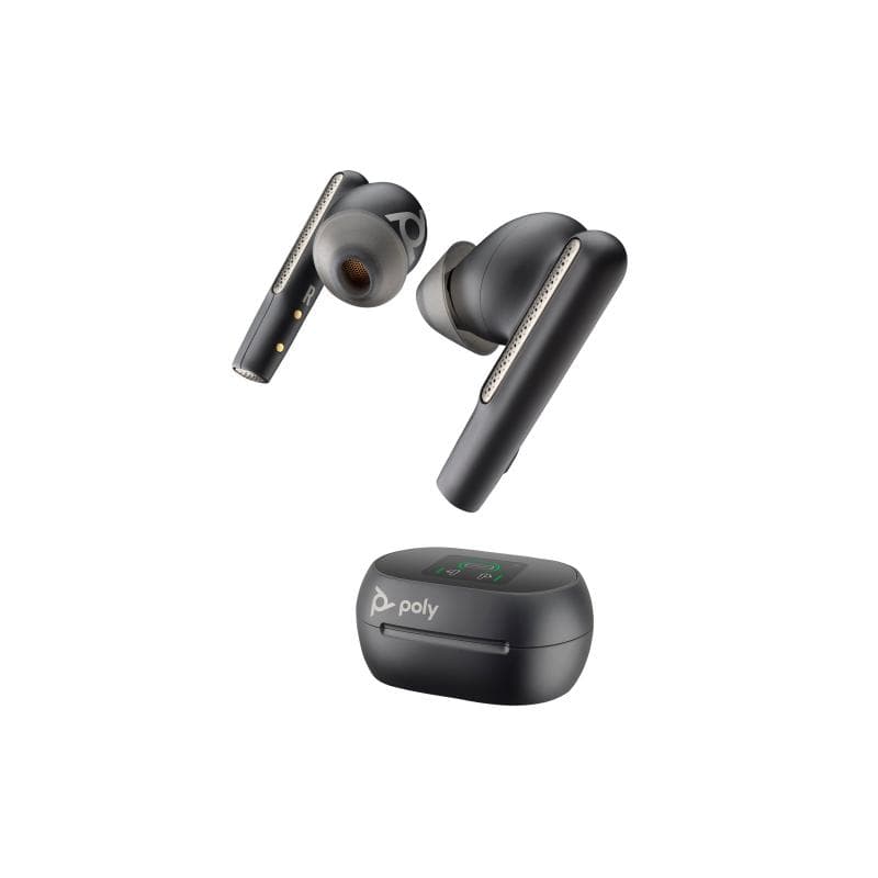 HP Poly Voyager Free 60+ UC M Carbon Black Earbuds +BT700 USB-C Adapter +Touchscreen Charge Case