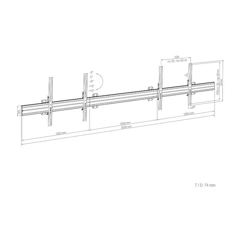 HAGOR CPS Wall 2x75-86 2fach Menuboard Wandhalterung für Displays 190,5-218,4cm 75-86 Zoll VESA max.