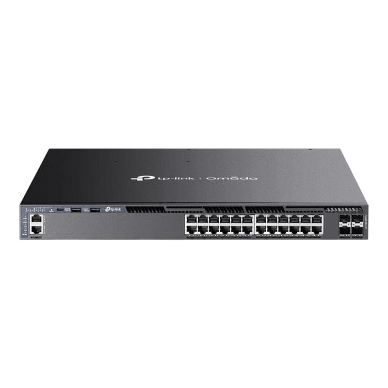TP-LINK Omada 24-PortGigabit Stackable L3 Managed PoE+ Switch with 4 10GE SFP+ Slots