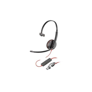 HP Poly Blackwire 3220 Stereo USB-C Headset +USB-C/A Adapter Bulk