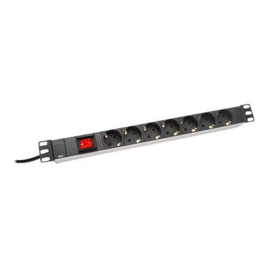 DIGITUS 19Zoll Steckdosenleiste 7fach mit Ein/Aus Schalter schwarz