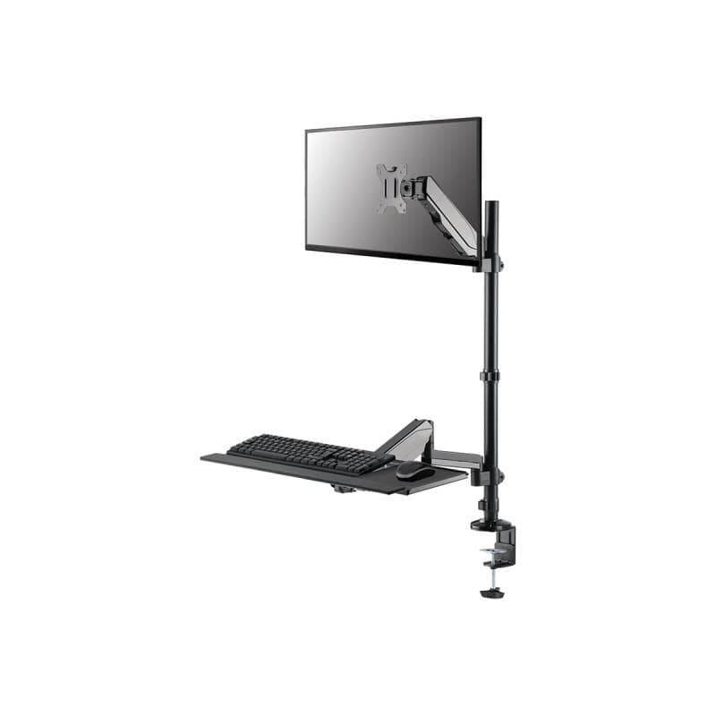 NEOMOUNTS höhenverstellbarer, tischmontierter Arbeitsplatz für 17-32″ Bildschirme, Tastatur und Maus