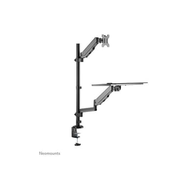 NEOMOUNTS höhenverstellbarer, tischmontierter Arbeitsplatz für 17-32″ Bildschirme, Tastatur und Maus