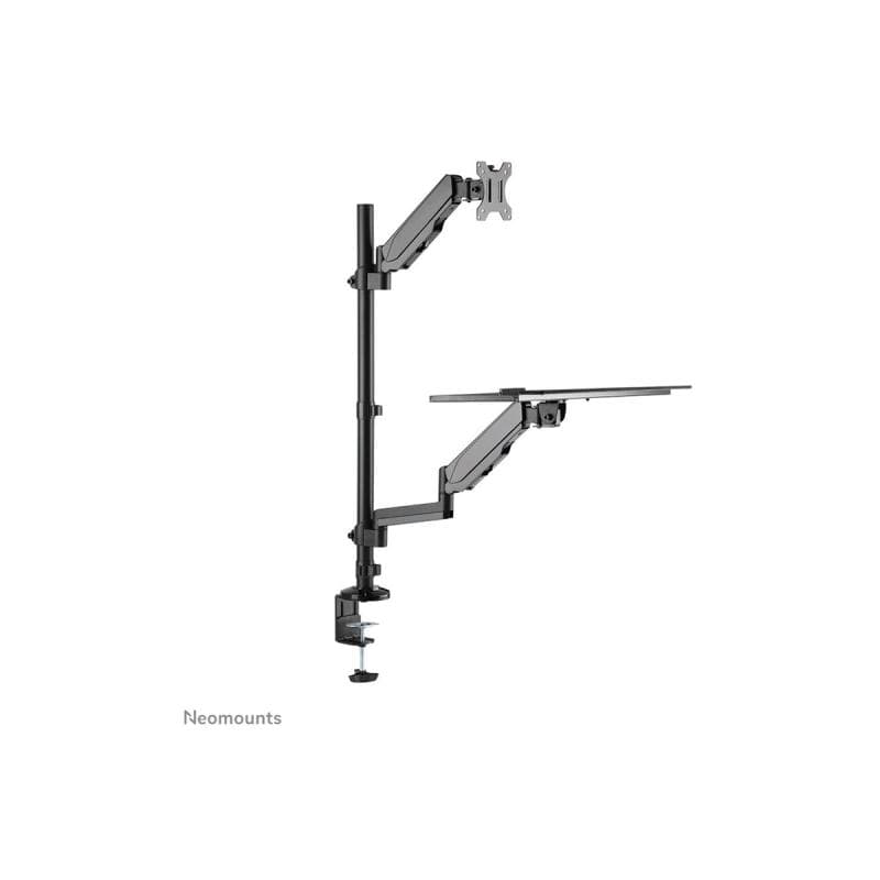 NEOMOUNTS höhenverstellbarer, tischmontierter Arbeitsplatz für 17-32″ Bildschirme, Tastatur und Maus
