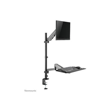 NEOMOUNTS höhenverstellbarer, tischmontierter Arbeitsplatz für 17-32″ Bildschirme, Tastatur und Maus