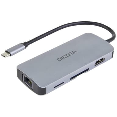 DICOTA USB-C 8-in-1 Multi Hub 4K PD 100W silver