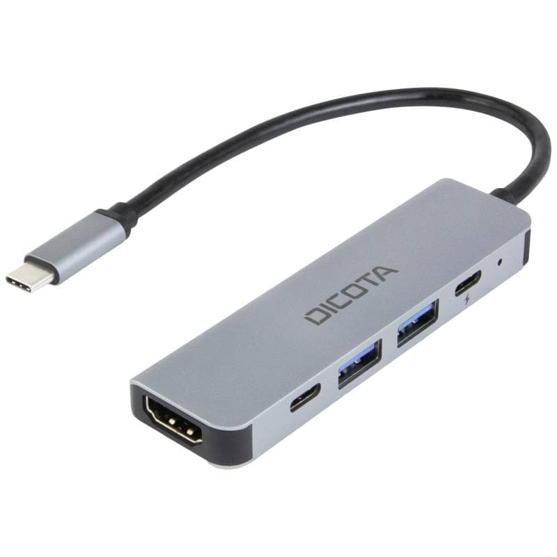 DICOTA USB-C 5-in-1 Video Hub 4K PD 100W silver