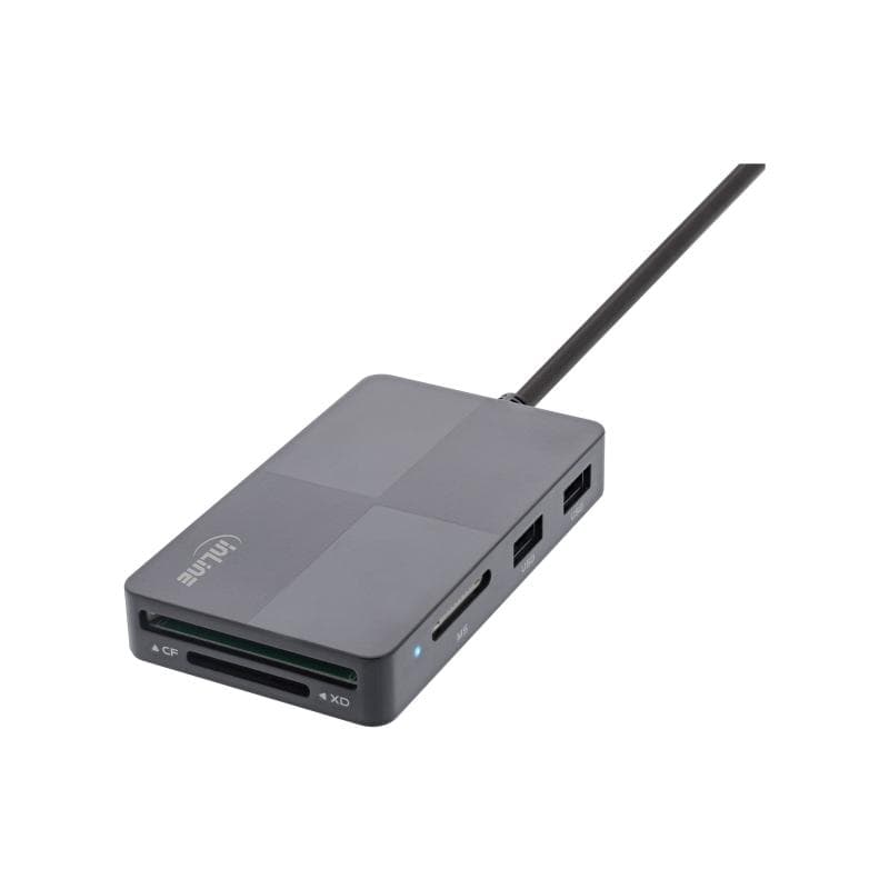 INLINE USB 3.2 Multi Cardreader Hub, SD/TF/MS/XD/CF, 3-Port USB-A, Dual