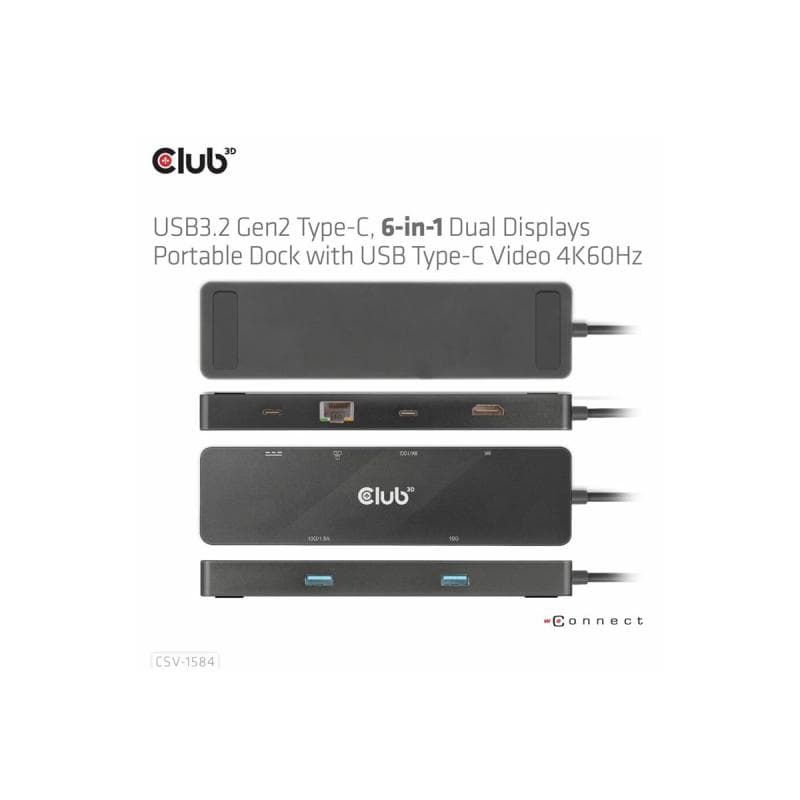 CLUB3D USB-C Dock > HDMI/USB-C(8K)/2xUSB/USB-C(PD100W)/RJ45 retail