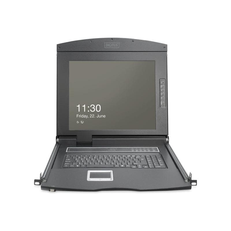 DIGITUS Modulare Konsole 19″HD  LCD,8-port CAT5 KVM Deutsch
