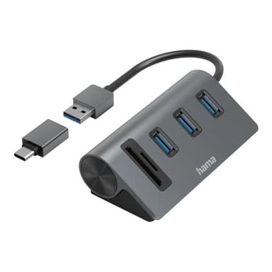HAMA USB-Hub/Kartenleser, 5 Ports, 3x USB-A, SD, microSD