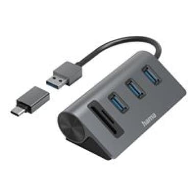 HAMA USB-Hub/Kartenleser, 5 Ports, 3x USB-A, SD, microSD