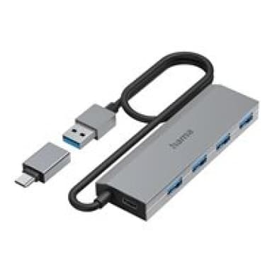 HAMA USB-Hub 4-Ports USB 3.2 Gen1 5 Gbit/s