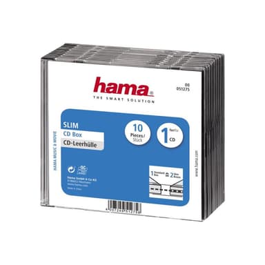 CD-Leerhülle SlimLine, Transparent-Schwarz, 10er-Pack