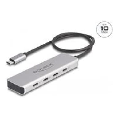 DELOCK USB 10 Gbps USB Type-C Hub mit 4 x USB Type-C Buchse (grau)