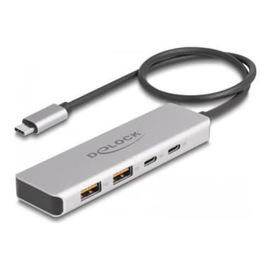 DELOCK USB 10 Gbps USB Type-C Hub mit 2 x USB Typ-A und 2 x USB Type-C (grau)