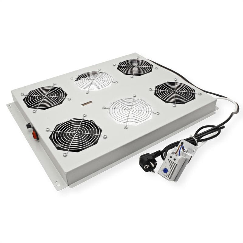 ROLINE 48,26cm 19Zoll Dachluftereinheit 4 Lufter Thermostat grau