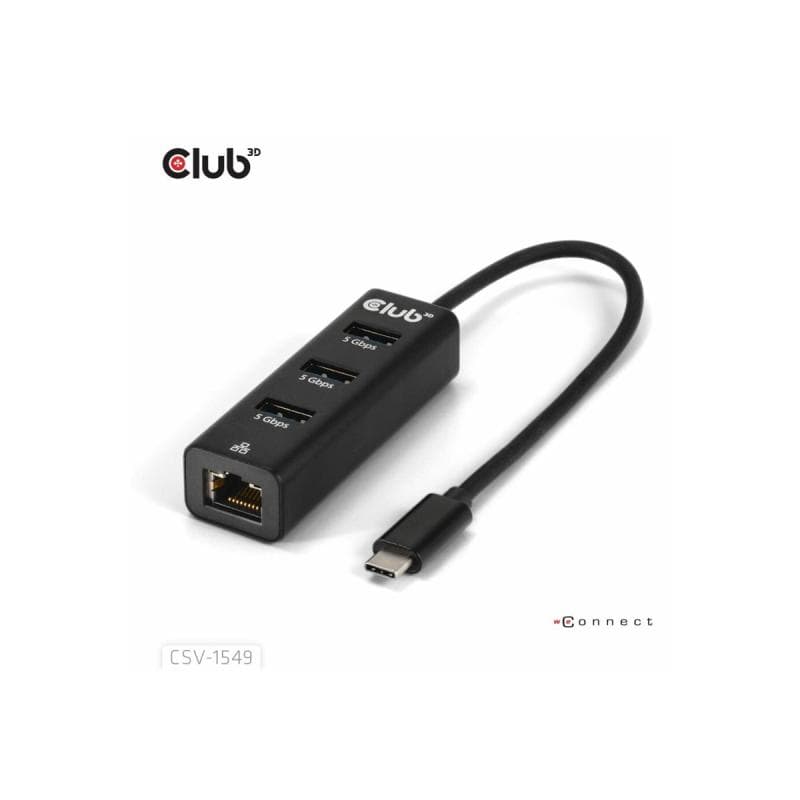 CLUB3D USB-Hub USB Typ-C 3.2 > 3x USB Typ A