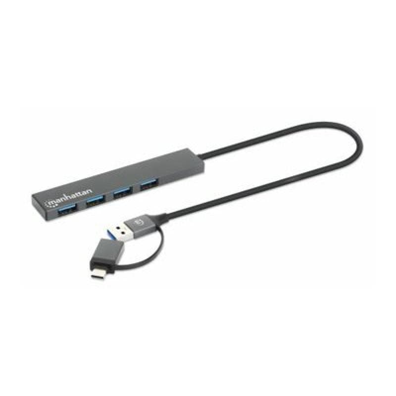 MANHATTAN Kombo-Hub 4Port USB 3.0 Typ-C/Typ-A 4xUSB-A Buchse