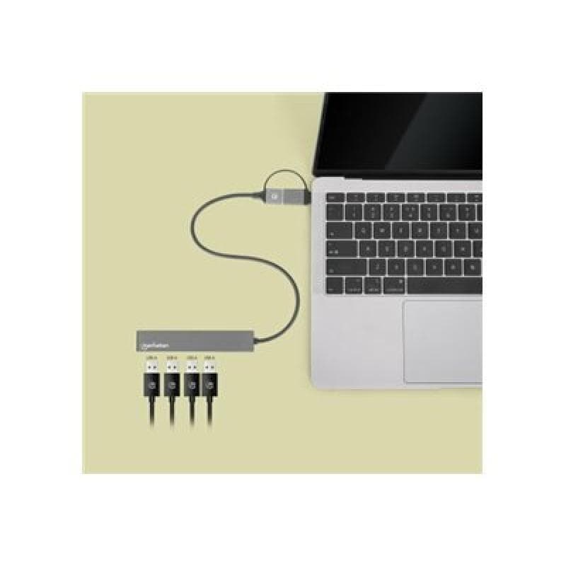 MANHATTAN Kombo-Hub 4Port USB 3.0 Typ-C/Typ-A 4xUSB-A Buchse