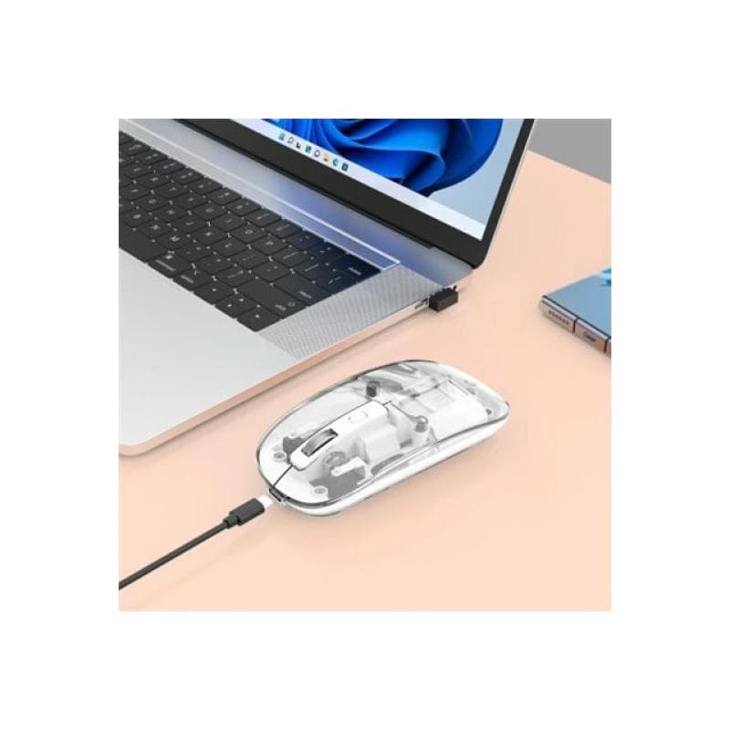 MANHATTAN Funkmaus USB-A 4Tasten RGB LED weiß transparent