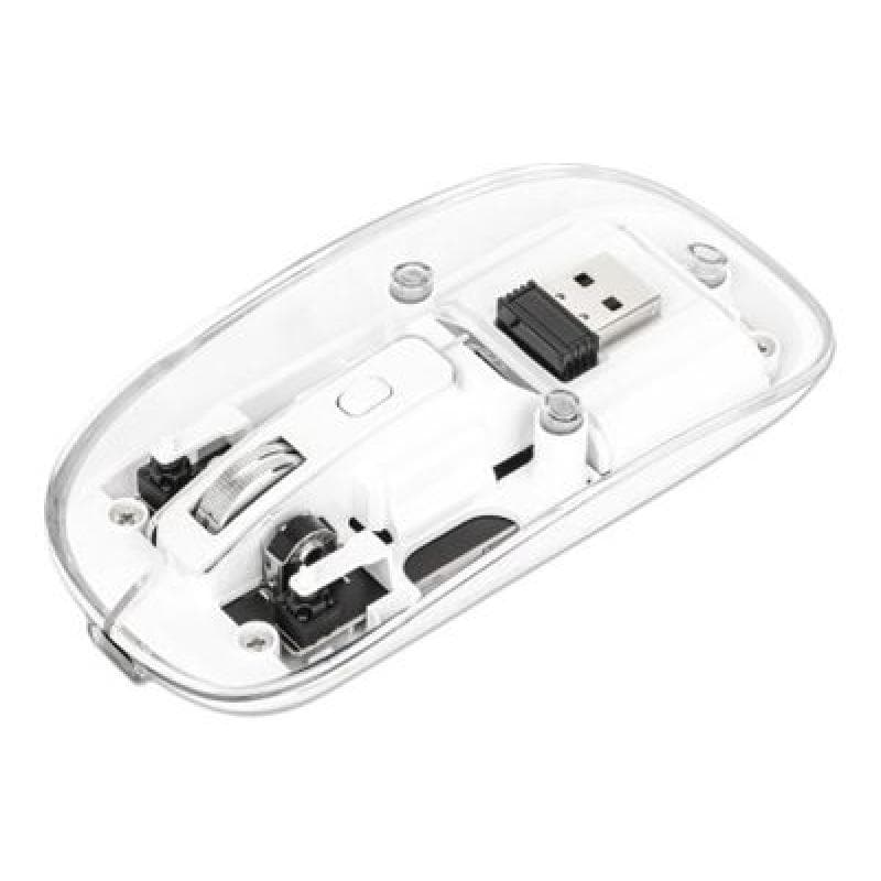 MANHATTAN Funkmaus USB-A 4Tasten RGB LED weiß transparent