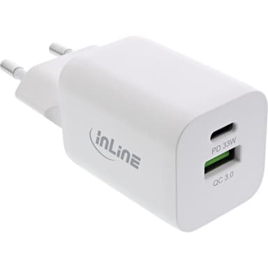 INLINE Power Delivery + Quick Charge USB Netzteil, 33W, USB-A + USB-C