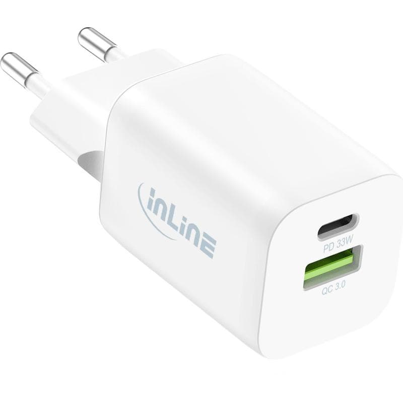 INLINE Power Delivery + Quick Charge USB Netzteil, 33W, USB-A + USB-C