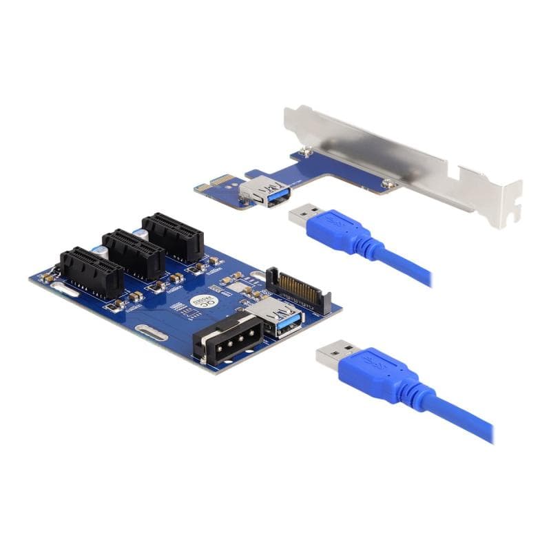 DELOCK Riser Karte PCI Express x1 zu 3 x PCIe x1 USB Kabel