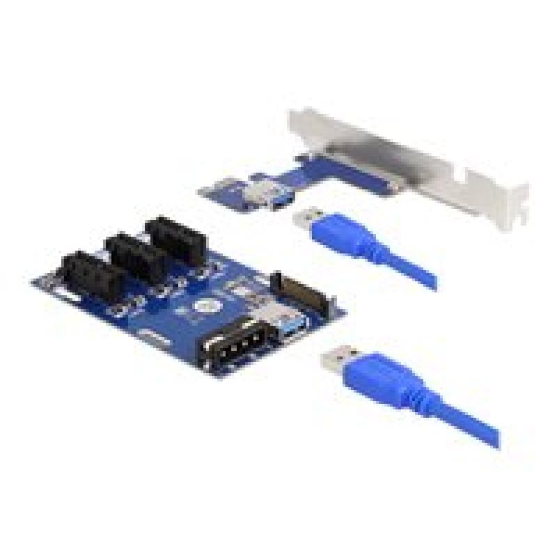 DELOCK Riser Karte PCI Express x1 zu 3 x PCIe x1 USB Kabel