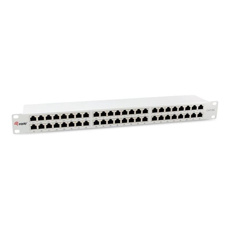 EQUIP Patchpanel 48x RJ45 Cat6A 19″ FTP 1HE Premium hellgrau
