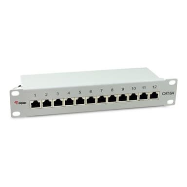 EQUIP Patchpanel 12x RJ45 Cat6A 10″ FTP 1HE Premium hellgrau