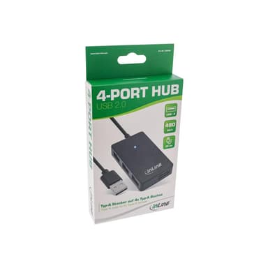 INLINE USB 2.0 HUB 4 Port schwarz mit Kabel 30cm