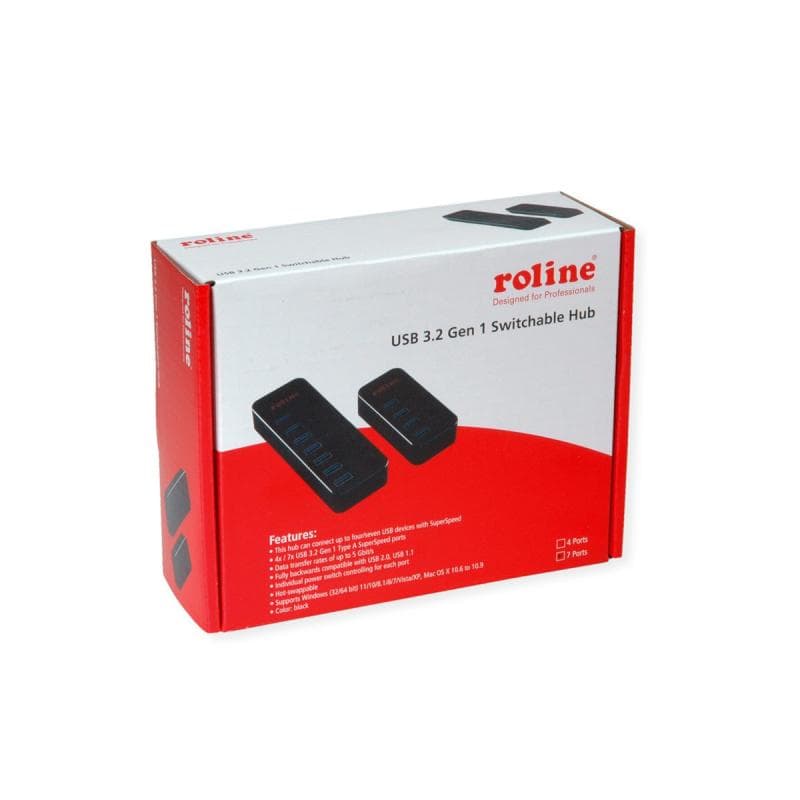 ROLINE USB 3.2 Gen 1 Notebook Hub 7 Ports einzeln schaltbar