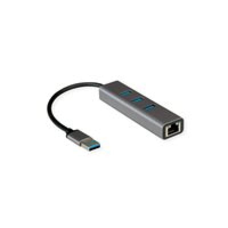 ROLINE USB 3.2 Gen 1 zu Gigabit Ethernet Konverter + Hub 3x