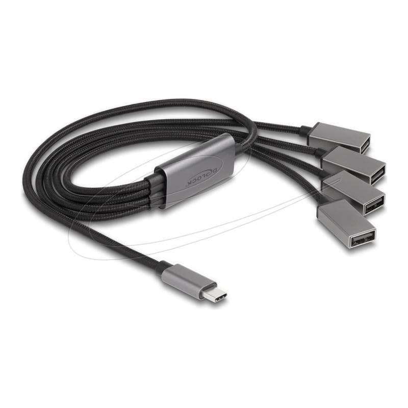 DELOCK 4 Port USB 2.0 Kabel-Hub mit USB Type-C Anschluss 60cm