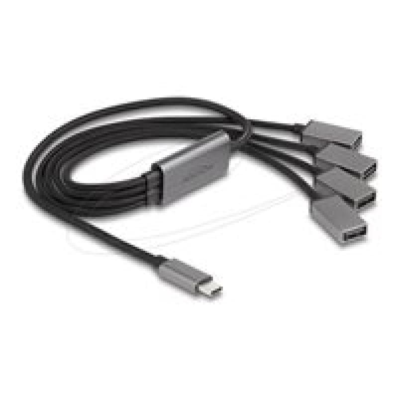DELOCK 4 Port USB 2.0 Kabel-Hub mit USB Type-C Anschluss 60cm