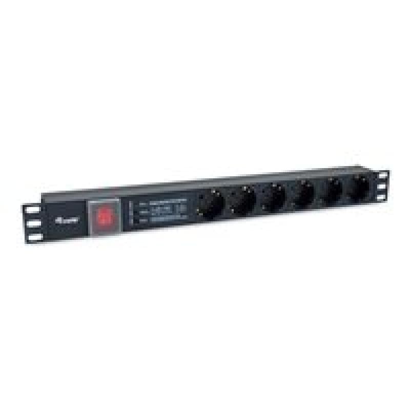 EQUIP Steckdosenleiste 19″(1HE)6fach mit Schuko + Schalt Alu