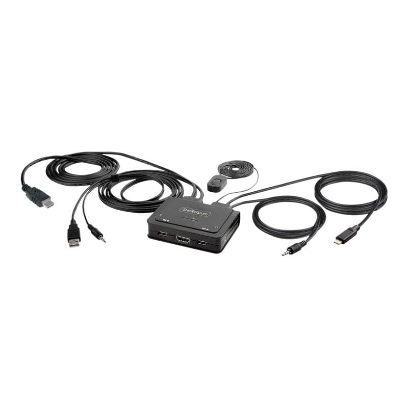 STARTECH.COM 2-Port Hybrid USB-C HDMI Kabel KVM-Switch 4K 60Hz Mini KVM mit 1,8m