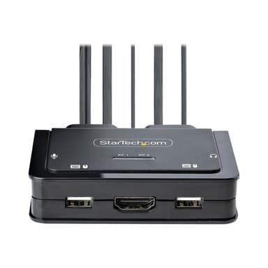 STARTECH.COM 2-Port Hybrid USB-C HDMI Kabel KVM-Switch 4K 60Hz Mini KVM mit 1,8m